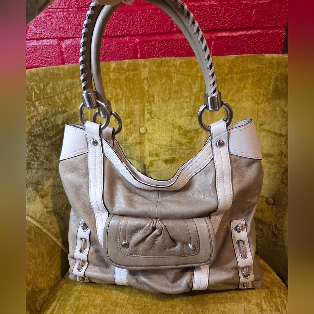 B. Makowsky Tan and Bone Women's Handbag Shoulder Bag